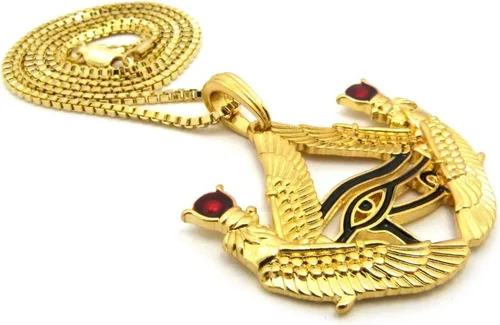 Vista 4 de Shiny Jewelers USA Colgante de hip-hop con ojo de piedra roja egipcia para hombre, caja de 24 pulgadas, collar de cadena de cuerda