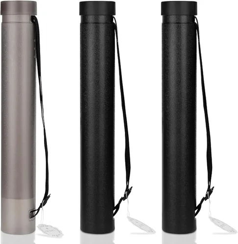 Vista 8 de DEWEL Tubo de dibujo, estuche de arte telescópico, tubo de plástico grande de almacenamiento negro que se expande de 25 a 40 pulgadas, tubo
