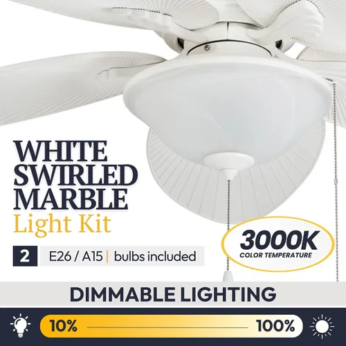 Vista 6 de Prominence Home Solana 80018-01 Ventilador de techo tropical para interiores y exteriores de 52 pulgadas con luz, cadena de tracción, tres opciones