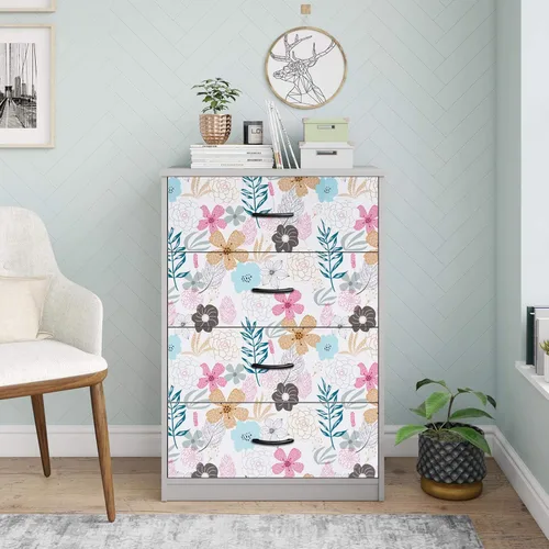 Vista 3 de Mecpar - Papel pintado floral de despegar y pegar - 17.71'' x 39.4 pies, flores perennes, impermeable, extraíble para baño o gabinete
