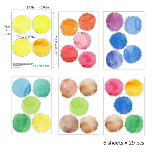 Vista 4 de Calcomanías de pared de lunares coloridos, pegatinas de pared de puntos de acuarela para niños, bebés, niñas, adolescentes y habitación de guardería