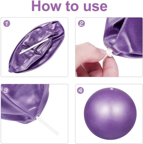Vista 3 de Pelota de pilates pequeña de 9 pulgadas con pipeta inflable para estabilidad, barra de pilates, yoga, entrenamiento central y terapia física