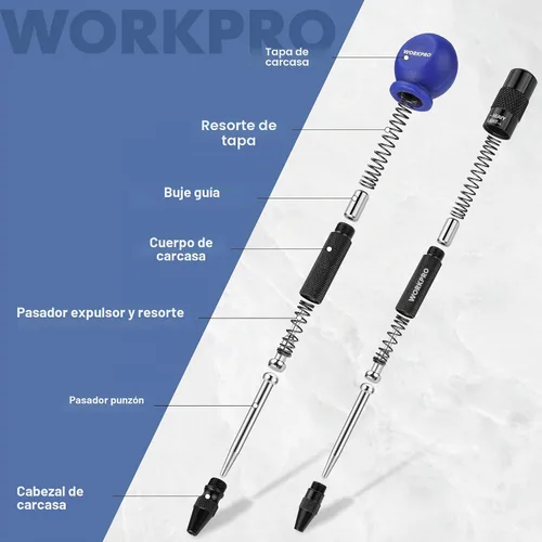 Vista 6 de WORKPRO Punzón central automático de 2 piezas, punzón central con resorte