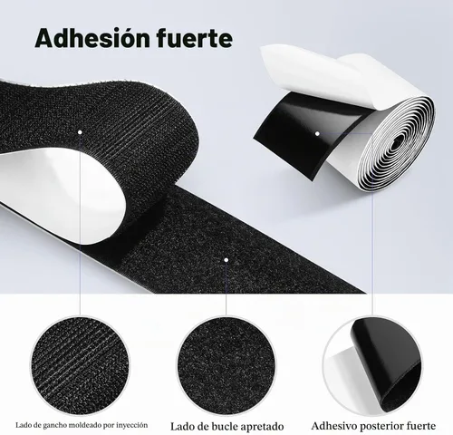 Vista 2 de Donner Cinta de montaje para pedalera de efectos, cinta adhesiva para tablero de pedales de guitarra, longitud de 2 m, 5 cm de ancho, gancho + bucle