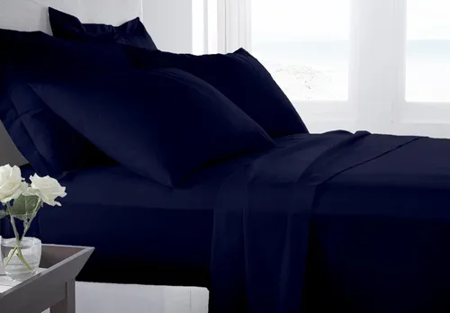 Vista 19 de Juego de ropa de cama de lujo de 4 piezas, 800 hilos, 100% algodón ultra suave, color negro, juego de ropa de cama transpirable de algodón de fibra