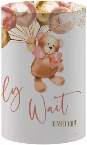 Vista 7 de We Can Bearly Wait to Meet You Baby Shower - Telón de fondo redondo para temática de oso de peluche, niña, globos rosa pastel, baby shower, fiesta