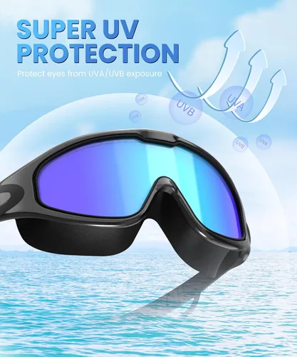 Vista 5 de Gafas de natación para adultos, para hombre y mujer, gafas para hombre: sin fugas, lentes inastillables con protección UV400 antivaho