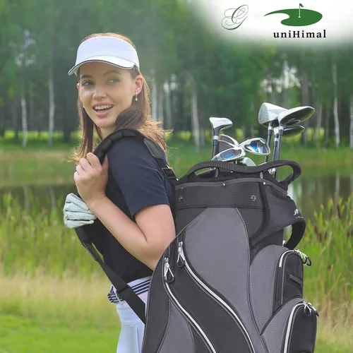 Vista 7 de UNIHIMAL Bolsa de carrito de golf con divisor de 14 vías, amplio espacio de almacenamiento, bolsa de golf para hombre con asas y soporte