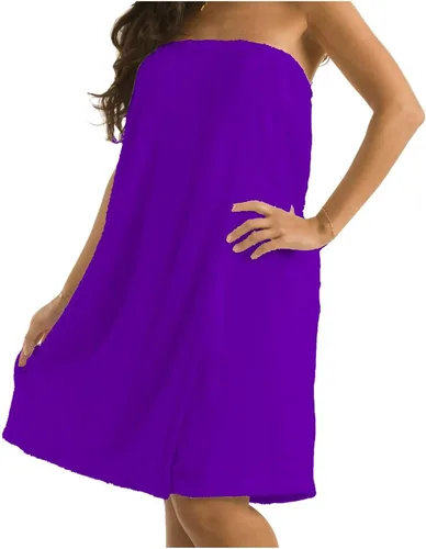 Vista 2 de BY LORA Toalla de spa de algodón de rayón para mujer, 360 GSM, suave felpa con cierre ajustable, varios colores Negro