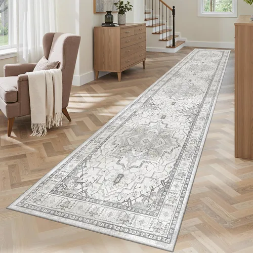 Vista 257 de Madane Alfombra lavable de 2 x 3 pies, alfombra de entrada pequeña, antideslizante, vintage, para entrada interior, alfombra de pelo bajo