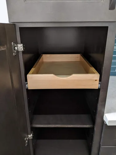 Vista 4 de D.I.Y - Cajón extraíble de 11 pulgadas, bandeja rodante de madera para base de cocina, organizador deslizante para almacenamiento de despensa
