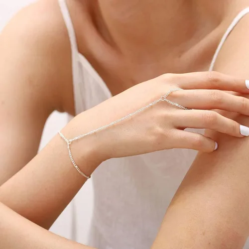 Vista 8 de Hand Chain Bracelet for Women Dainty Gold Bracelets Trendy Ring Bracelet Hand Chain Hand Jewelry Gifts for Women
