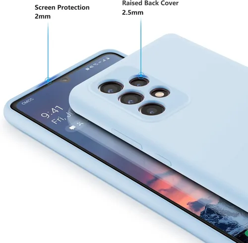 Vista 2 de Funda diseñada para Galaxy A52 5G / A52s 5G, silicona líquida de goma a prueba de golpes, forro de tela de microfibra suave, compatible con Galaxy