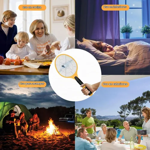 Vista 7 de Raqueta asesina de gran tamaño con carga USB (actualizada) insectos, mosca eléctrica 3000, 1 paquete, amarillo
