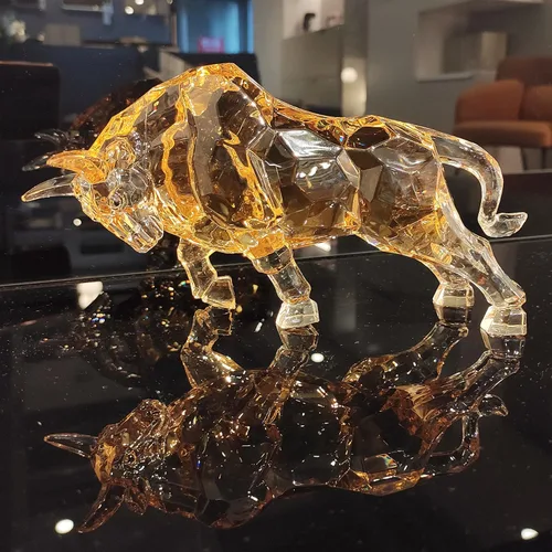 Vista 5 de FengShui Wall Street - Estatua de toro de acrílico para pared, escultura de toro en casa, oficina, escritorio, adorno decorativo de 8.7 pulgadas