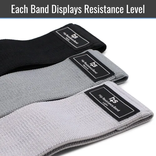 Vista 3 de Healthsmart Bandas de resistencia de tela, objetivos abdominales, glúteos, cuádriceps, pantorrillas, isquiotibiales, 3 bandas con niveles