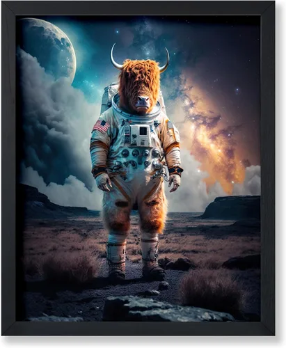 Vista 44 de Poster Master Póster vintage de animales – Impresión retro divertida – Regalo para artista, amigo – Oso Grizzly en traje espacial, astronauta, luna