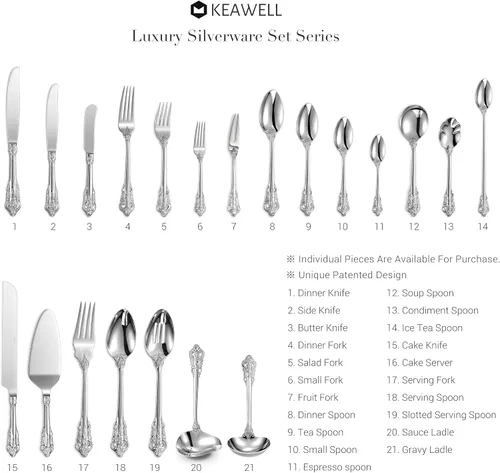 Vista 6 de KEAWELL Cuchara grande de servicio de 2 piezas, acero inoxidable 18/10, cuchara de servir fina y grande, cucharada resistente, apta para Plateado