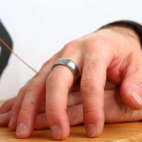Vista 3 de Anillo giratorio de titanio de tungsteno de 0.2360.315 pulgadas para hombre, tamaño medio, sin níquel, anillo de ansiedad para hombres y mujeres
