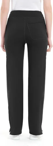 Vista 2 de QBK Pantalones médicos de yoga para mujer, tiro medio, pantalones de trabajo de yoga, pantalones de cinco bolsillos
