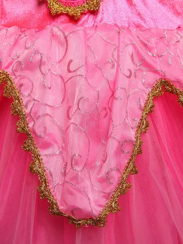 Vista 6 de DH Sleeping Beauty - Vestido de fiesta de princesa para niñas con accesorios de cosplay, rosa, 3-4 años