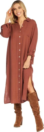 Vista 2 de Mud Pie Clemmy - Vestido largo para mujer, color óxido, talla M, Herrumbre