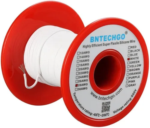 Vista 9 de BNTECHGO Carrete de alambre de silicona de calibre 28 rojo 250 pies Flexible 28 AWG alambre de cobre estañado trenzado