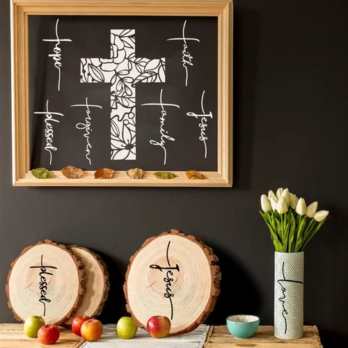 Vista 5 de Tinlade Juego de 9 plantillas de cruz cristianas, plantillas cristianas Believe Jesús Perdonado, Cruz Religiosa, Reutilizable, Plantilla de Pintura