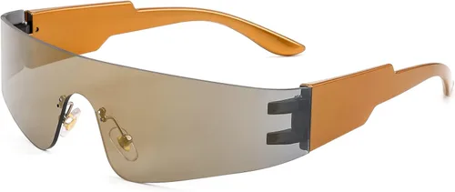 Vista 2 de FEISEDY Gafas de sol futuristas punk sin montura de una pieza, gafas de sol Miorred Shades para mujeres y hombres B2927