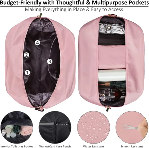 Vista 3 de Vankor - Bolsa de lona para viajes, impermeable, bolsa de viaje portátil de 20 pulgadas, Rosado, Elegante