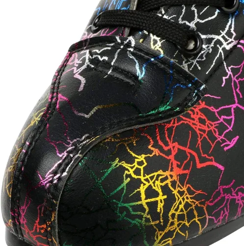 Vista 4 de Patines unisex de doble fila, cuatro ruedas, patines altos, patrón de rayos, para principiantes, mujeres, hombres, niños y niñas