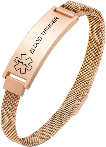 Vista 44 de VNOX Pulsera de identificación de alerta médica para hombres y mujeres, pulseras de alerta médica con grabado personalizado para mujeres y hombres