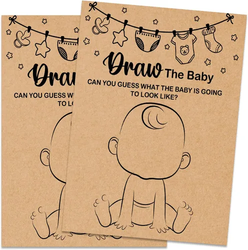 Vista 17 de Baby ABC Juego de Baby Shower, 30 unidades, kraft, juego de mesa, todas las edades, inglés, cartulina, manual, unisex, baby shower y alfabeto