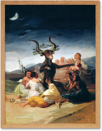 Vista 7 de Wee Blue Coo Pintura Fantasía Paisaje Goya Brujas Sabbath Arte Impresión Marco Póster Decoración de Pared 12x16 pulgadas