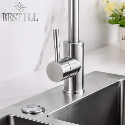 Vista 6 de BESTILL Kit de interruptor de aire de eliminación de basura con doble salida, botón largo de acero inoxidable de níquel cepillado para triturador
