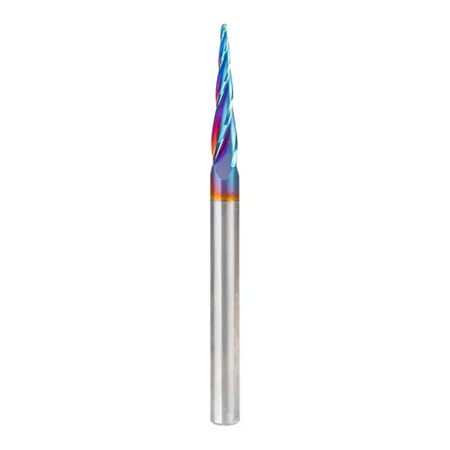 Vista 18 de Amana Tool 46286-K Brocas de enrutador CNC en espiral de corte de carburo para plástico, madera 2D/3D tallado 3.6 grados punta de bola de ángulo