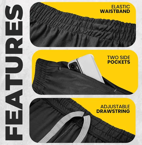 Vista 2 de NY Threads Pantalones cortos deportivos para hombre, de secado rápido, holgados, ligeros, para correr, entrenamiento, gimnasio, con bolsillos