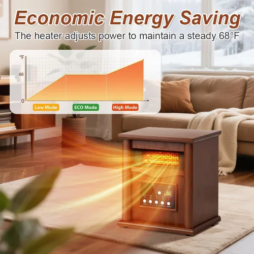 Vista 7 de Nordic Hygge Calentador de espacio portátil, calentador infrarrojo eléctrico de 1500 W para uso en interiores, sala de estar, dormitorio, oficina