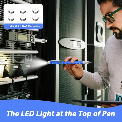 Vista 3 de Regalos de bolígrafo para hombres, geniales gadgets 9 en 1 bolígrafo multiherramienta, rellenos de calcetines para hombres y mujeres, regalos útiles