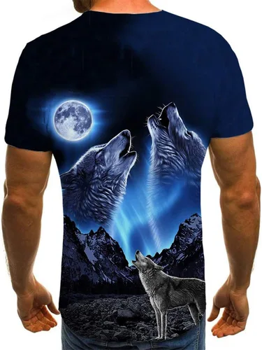 Vista 5 de QCIV Camisetas de manga corta unisex con estampado 3D de lobos y animales