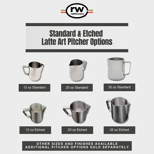 Vista 7 de Rattleware - Jarra de arte con leche de acero inoxidable de 20 onzas Jarra de vapor clásica