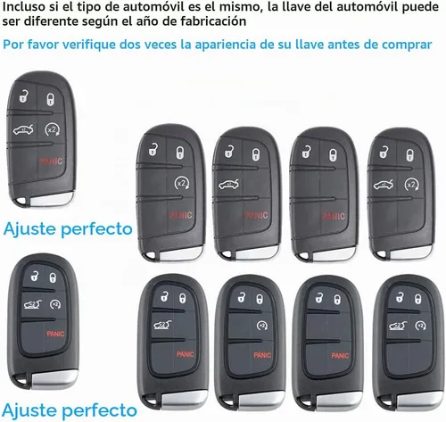 Vista 2 de QBUC Funda para llavero de Jeep con llavero de cuero TPU funda de protección compatible con llave inteligente Grand Cherokee Renegade (rosa)