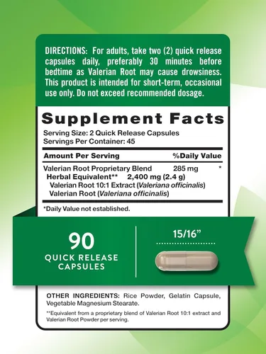 Vista 2 de Nature's Truth Raíz de Valeriana 1200 mg Suplemento 90 ea (Paquete de 3)