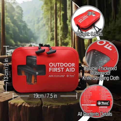 Vista 7 de Kit de primeros auxilios impermeable de 152 piezas, bolsa seca portátil para botes pequeños, bolsa de evacuación, kit médico de emergencia ideal