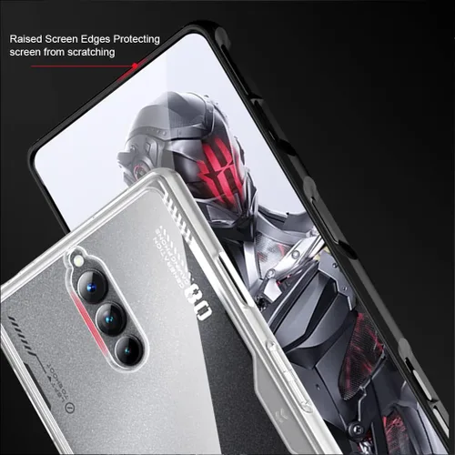Vista 4 de QUIETIP Funda para Red Magic 8 Pro / 8S Pro con protector de pantalla, parte trasera dura transparente de policarbonato a prueba de golpes, borde