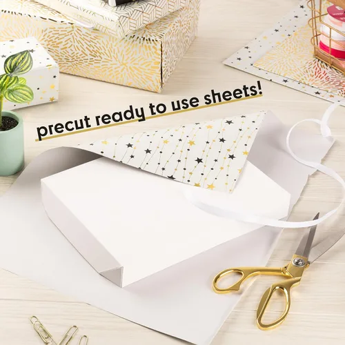 Vista 5 de Hojas de Papel de Regalo - Elegante Envoltorio de Regalo, Papel de Regalo Dorado y Blanco Elegante para Hombres o Mujeres, 14 Hojas de Papel