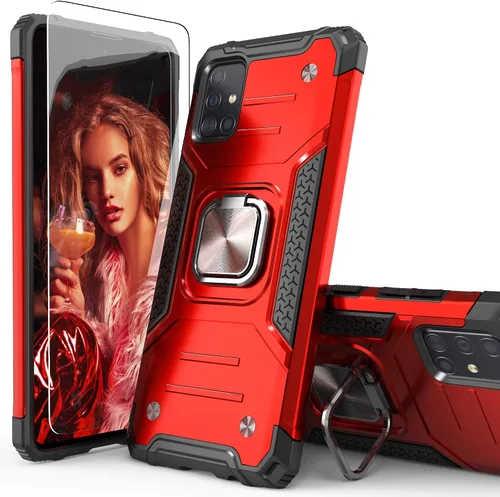 Vista 8 de Funda para Galaxy A71 5G con protector de pantalla, a prueba de caídas, ajuste delgado, con soporte para automóvil, funda protectora ligera