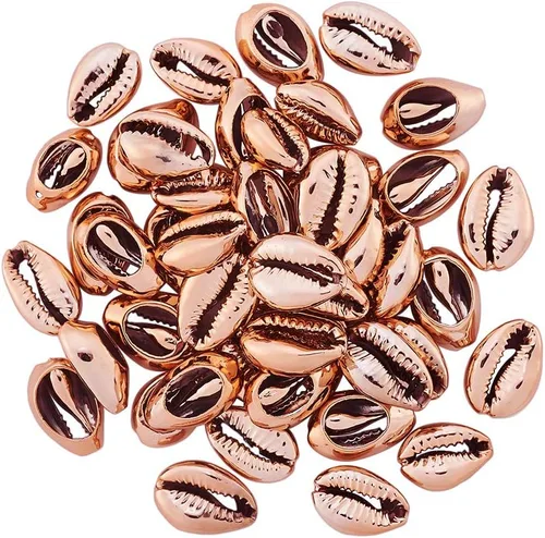 Vista 26 de Cheriswelry 100 cuentas de concha para hacer pulseras, conchas de cauri, cuentas espaciadoras de verano, playa, cuentas ovaladas para hacer