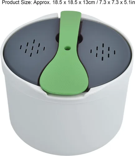 Vista 8 de Olla arrocera para microondas, vaporera para microondas, olla para pasta, 2 L, juego de arrocera para microondas, pasta, papa, verduras, quinua