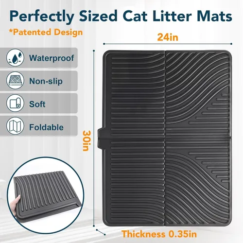 Vista 2 de UPSKY Tapete de arena para gatos, tapete grande para atrapar arena para gatitos, suave para patas de gatito, tapete para caja de arena mantiene